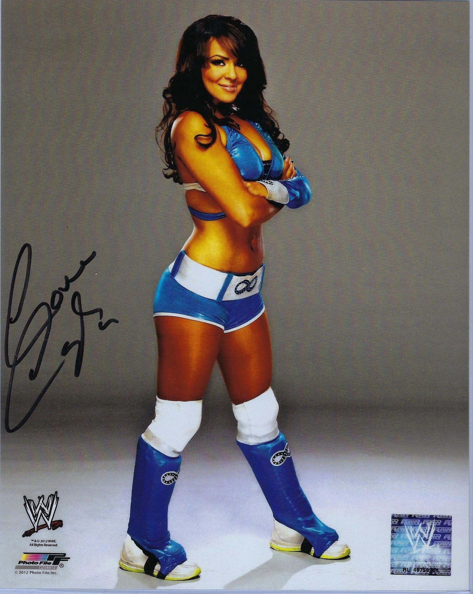 Layla Former WWE Divas & Women's Champion Signed 8x10 Blue Gear