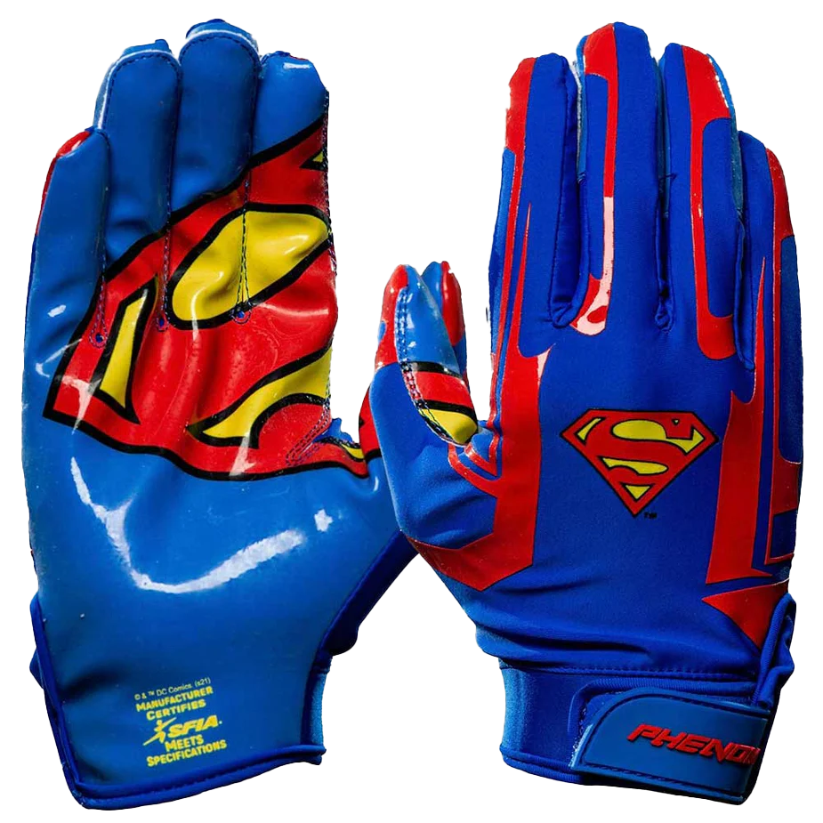 Superman Football Gloves - VPS1 by Phenom Elite - Pro Game Sports