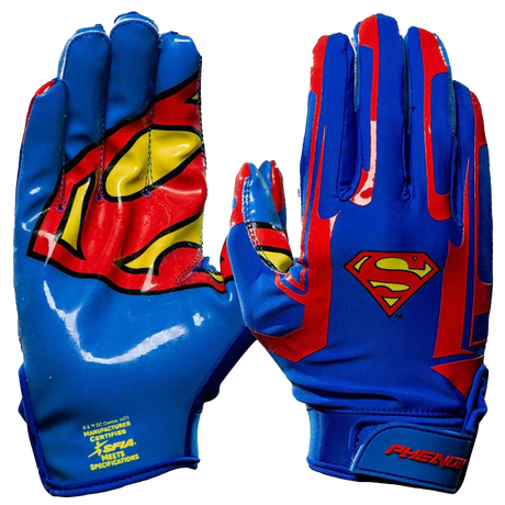 Superman Football Gloves - VPS1 by Phenom Elite - Pro Game Sports