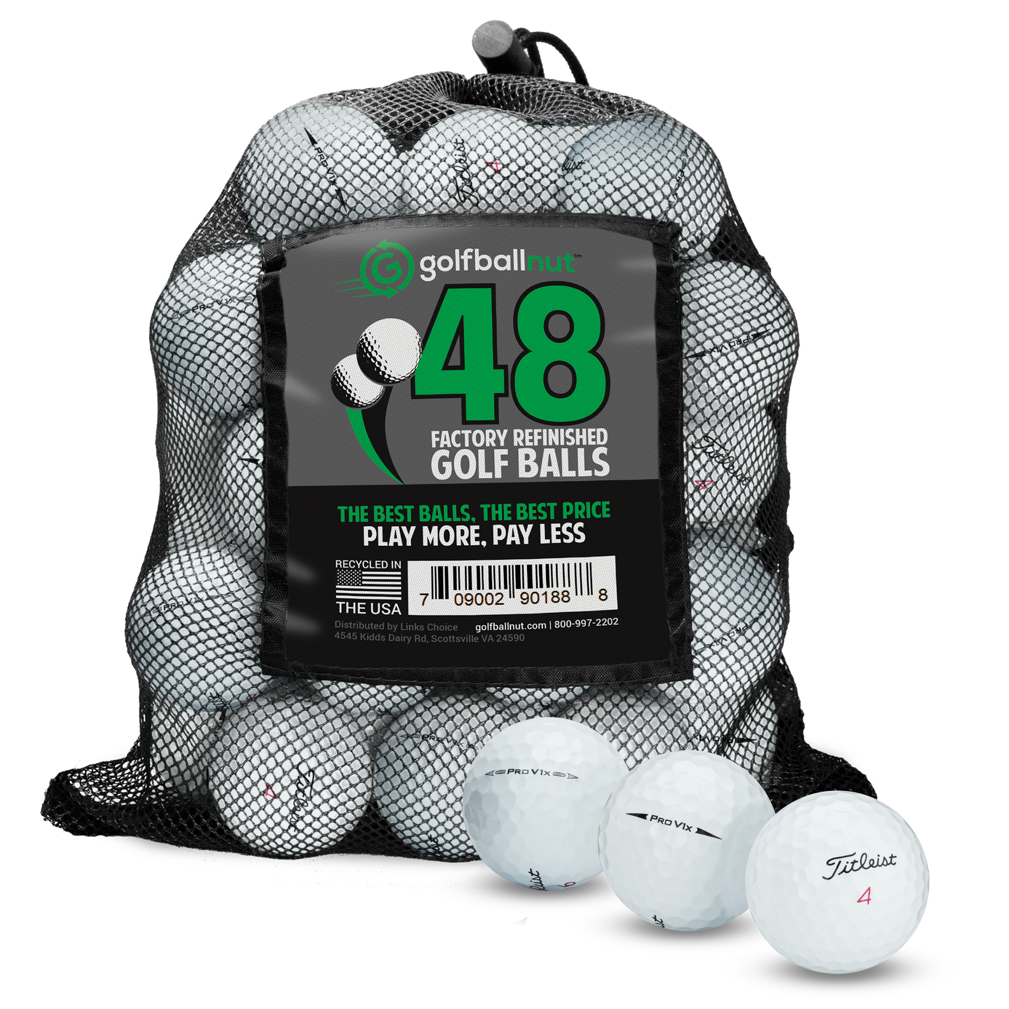 Factory Refinished Titleist Pro V1x Golf Balls - Bulk Mesh Bags