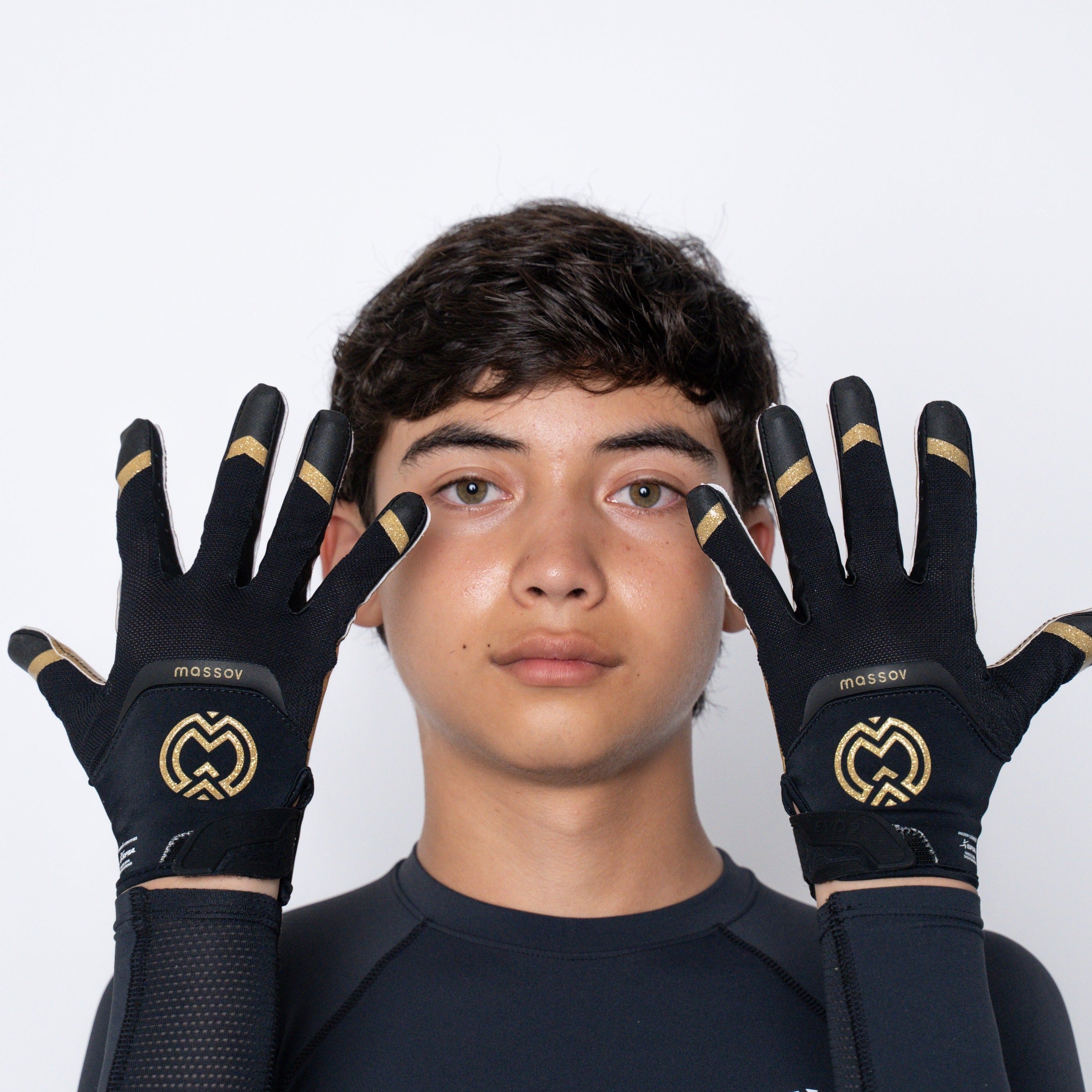 Black & Gold EVO2 Football Gloves