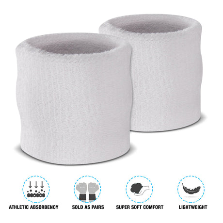 Premium Terry Cloth Cotton Wristband Pair - Pro Game Sports