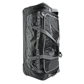 A large black and dark gray duffel bag with multiple compression straps and a vertical 'ALL-STAR' logo printed on the side, shown against a plain white background.