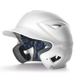 White baseball helmet with a clear face guard on a white background