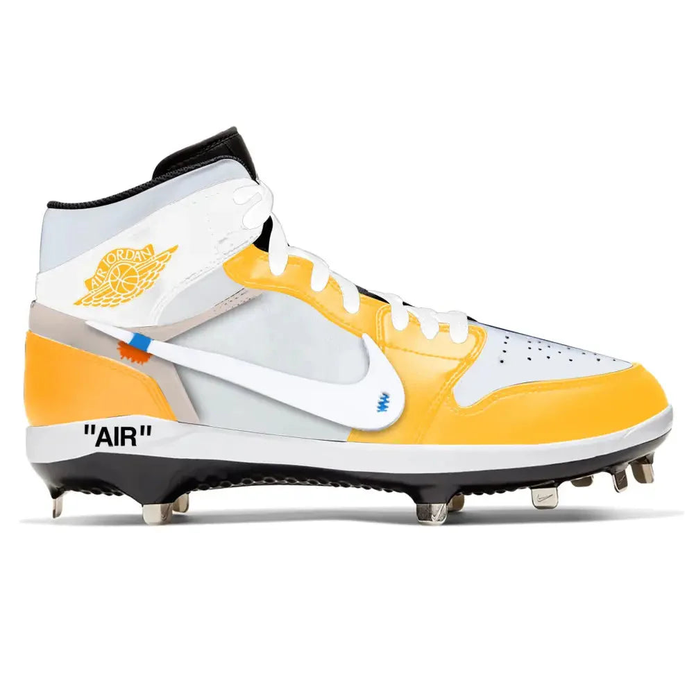 "Canary Yellow OW" Jordan 1 Retro Cleats