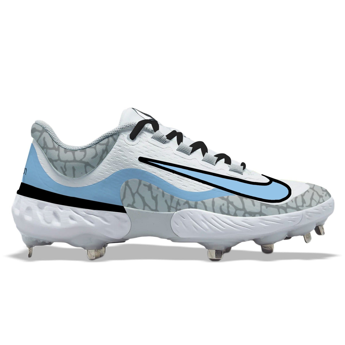"Carolina Concrete" Nike Alpha Huarache Elite 4 Low Cleats