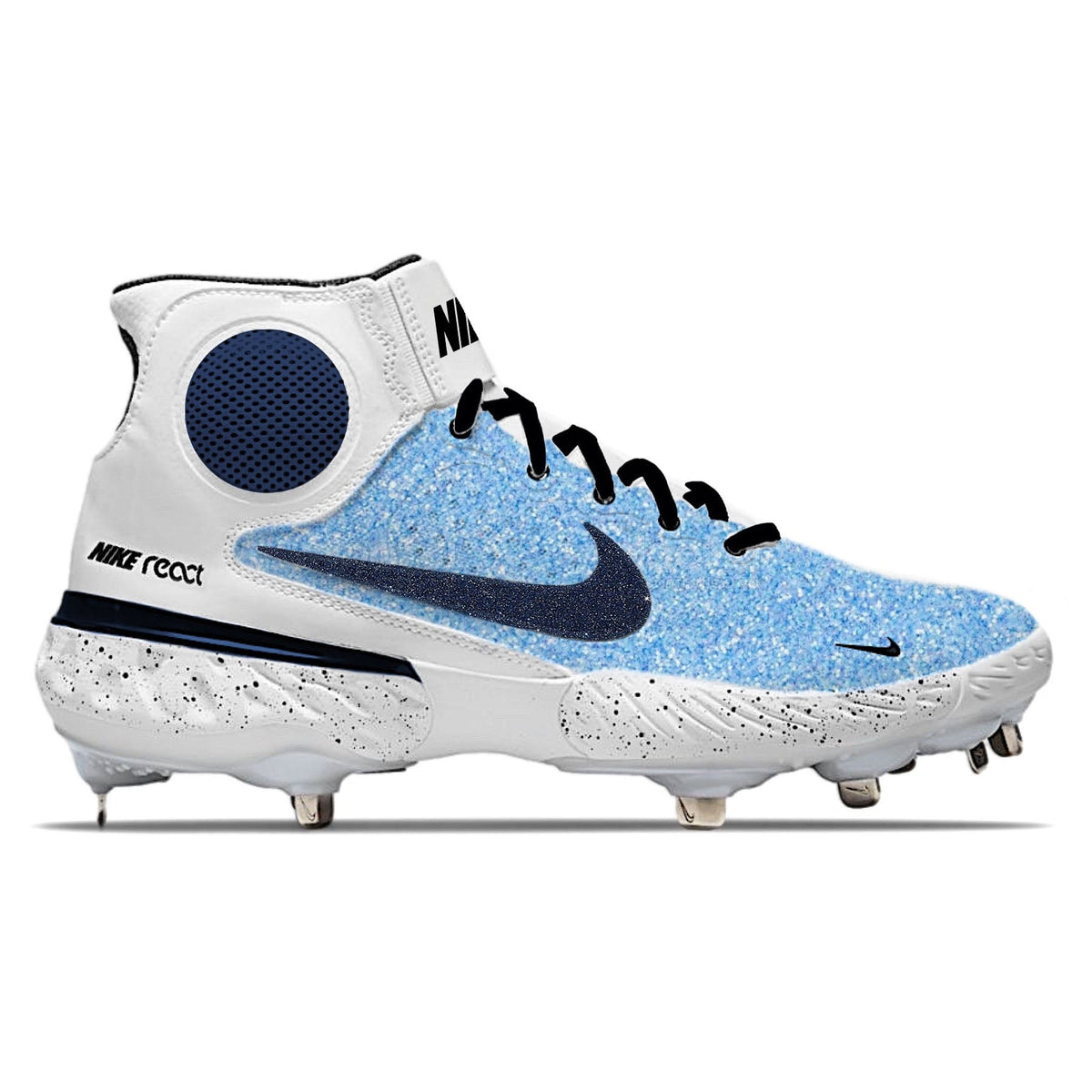 "Carolina Glitter" Nike Alpha Huarache Elite 3 Mid Cleats
