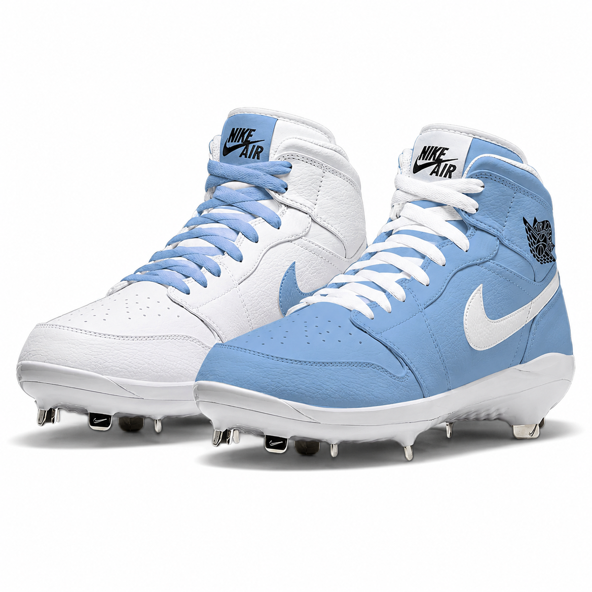 "Carolina Mismatch" Jordan 1 Retro Cleats