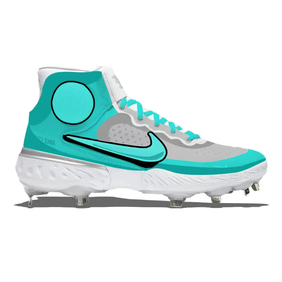 "Teal Cartoon" Nike Alpha Huarache Elite 3 Mid Cleats