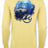 Yellow long-sleeve shirt with blue graphic design on a white background