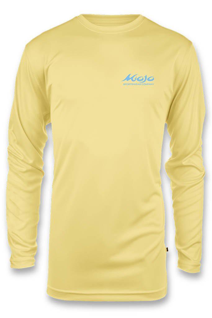 Yellow long-sleeve shirt with a brand logo on a white background