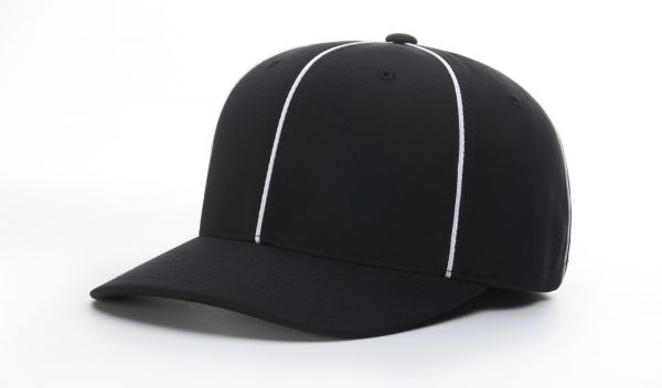 Richardson Flex-Fit Football/Lacrosse Officials Hat - Black w/ White Piping and White - Pro Game Sports