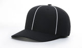 Richardson Flex-Fit Football/Lacrosse Officials Hat - Black w/ White Piping and White - Pro Game Sports