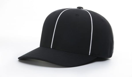 Richardson Flex-Fit Football/Lacrosse Officials Hat - Black w/ White Piping and White - Pro Game Sports