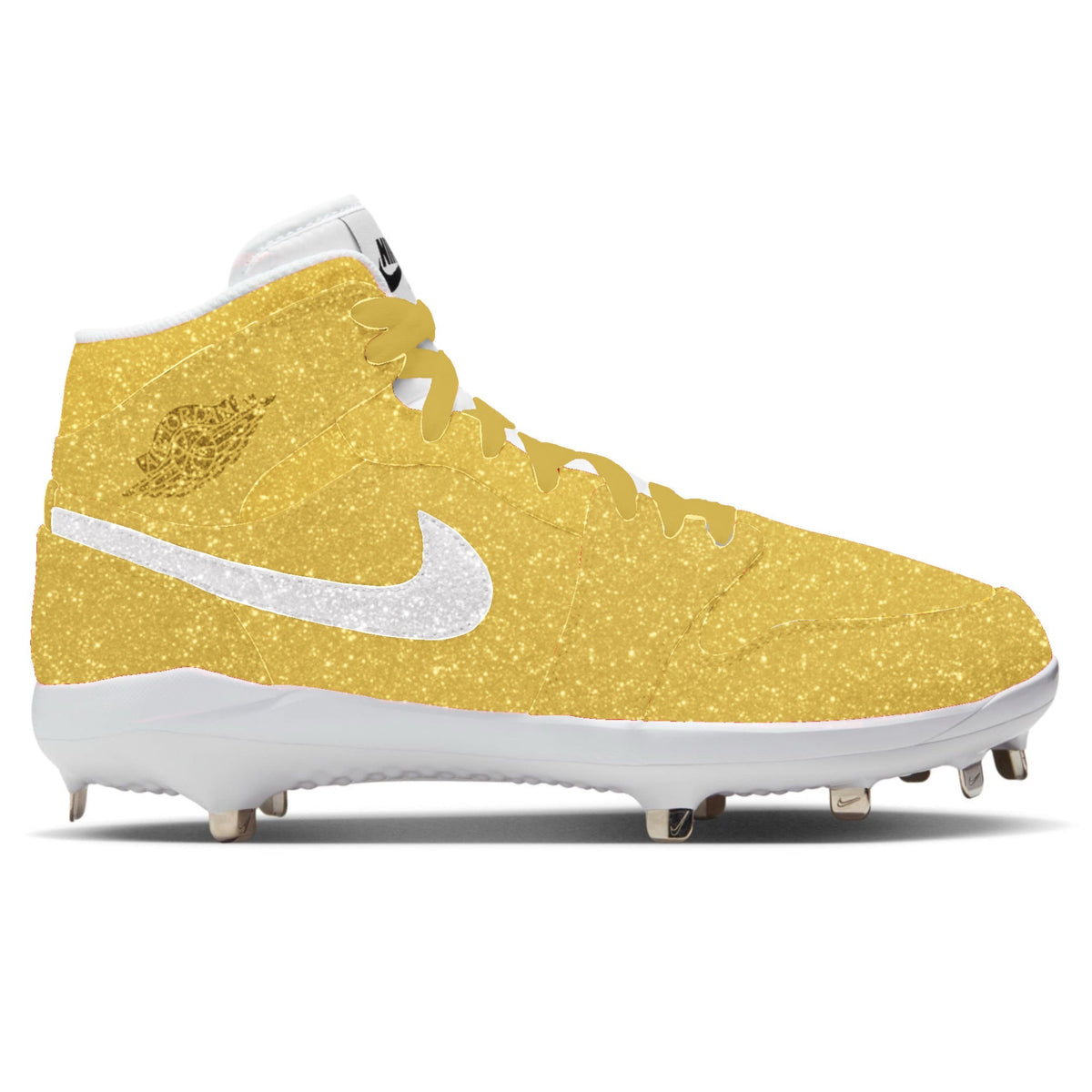 "Gold Glitter" Jordan 1 Retro Cleats