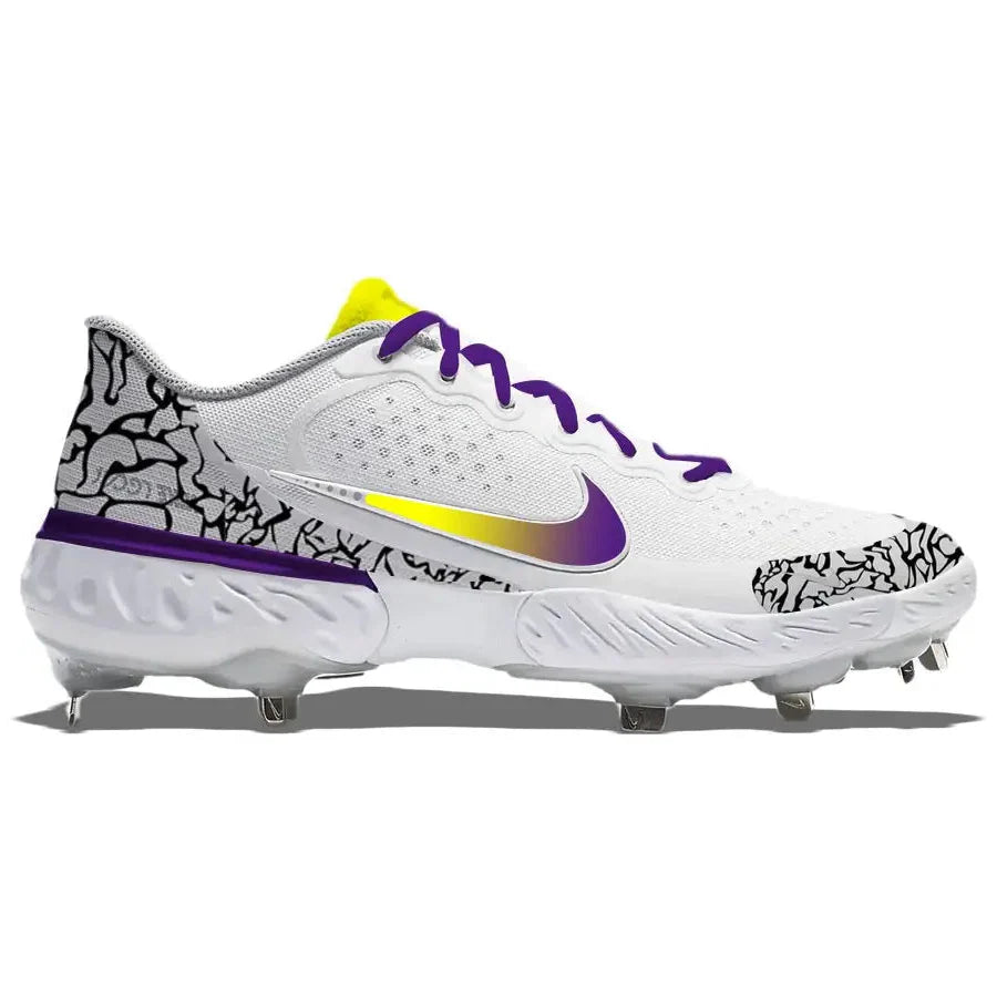 "Laker Print" Nike Alpha Huarache Elite 3 Low Cleats