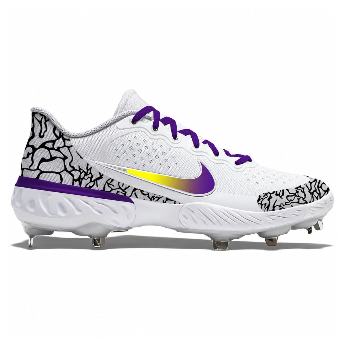"Laker Print" Nike Alpha Huarache Elite 3 Low Cleats