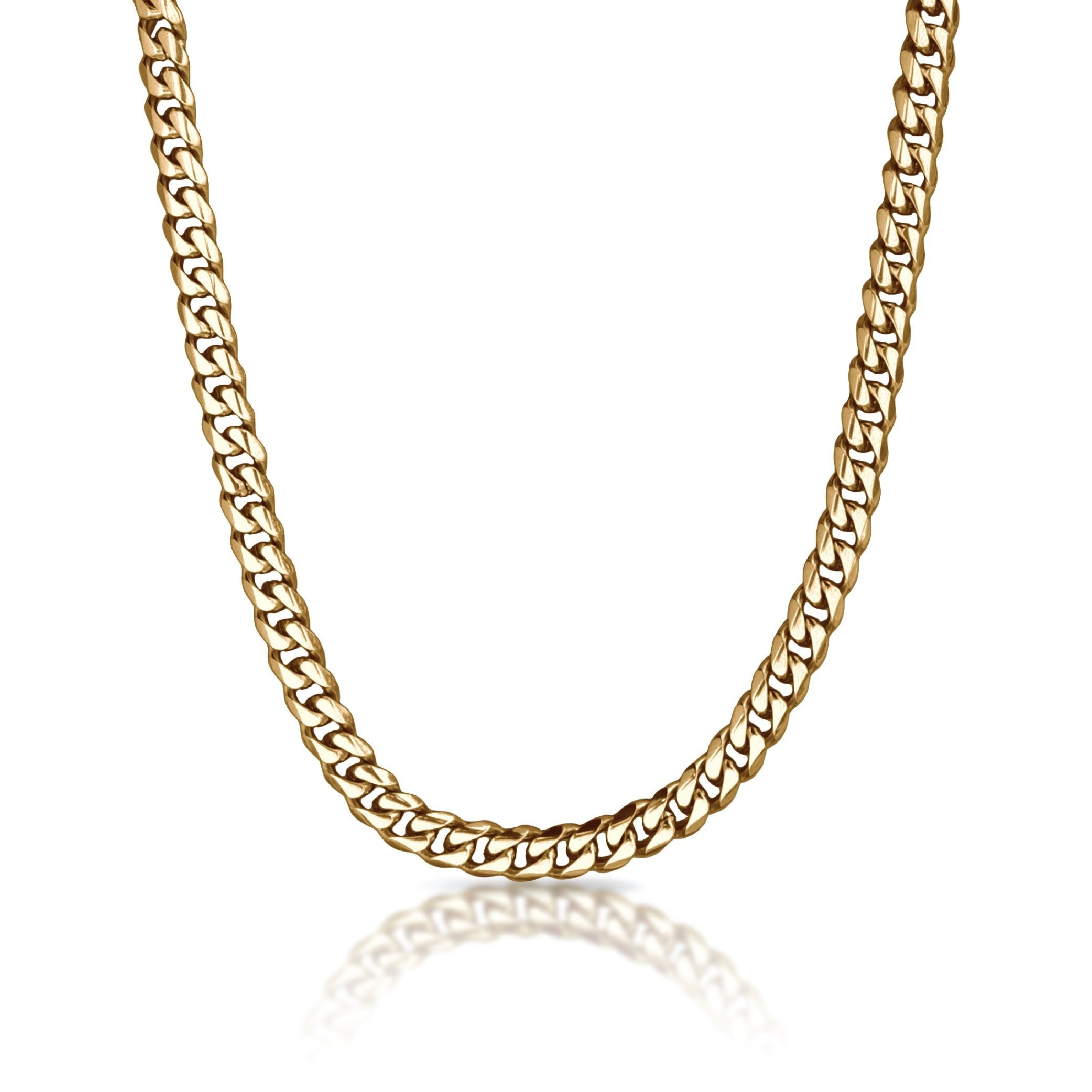 9mm Cuban Link Chain Necklace - 14K Gold Plated Stainless Steel