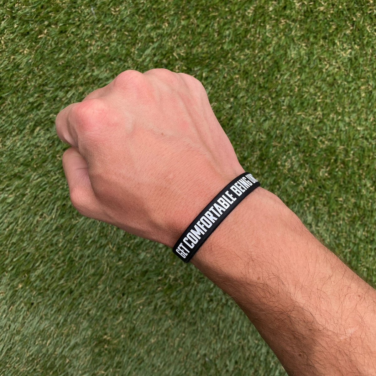 GET COMFORTABLE BEING UNCOMFORTABLE Wristband - Pro Game Sports