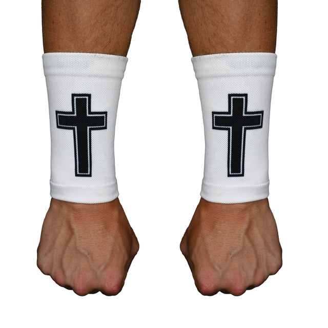 Faith Cross White Wrist Support Sleeves - Pro Game Sports