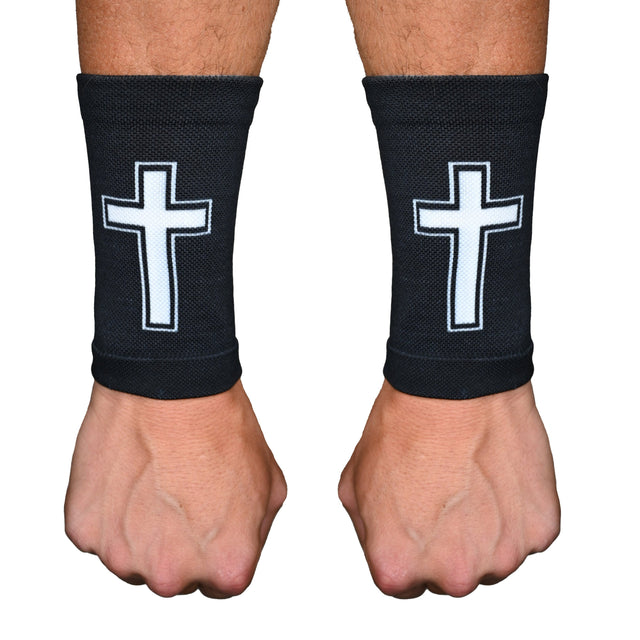 Faith Cross Black Wrist Support Sleeves - Pro Game Sports