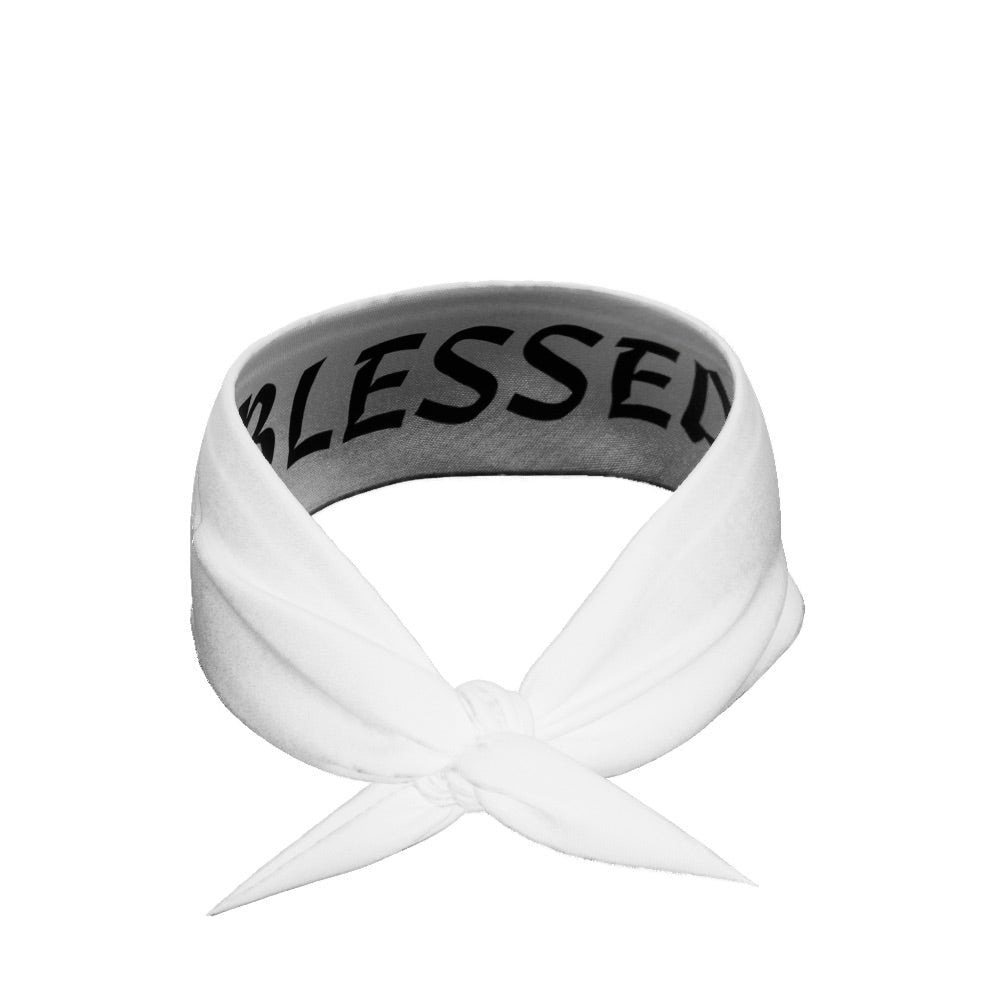 White BLESSED Tie Headband - Pro Game Sports
