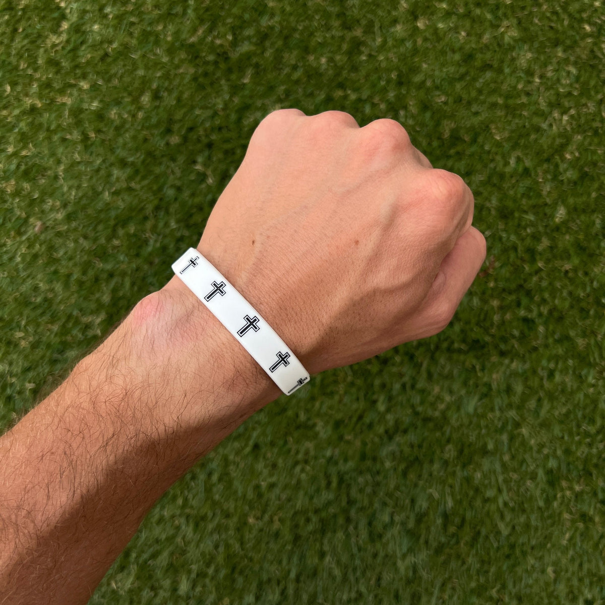 Faith Cross White Wristband - Pro Game Sports