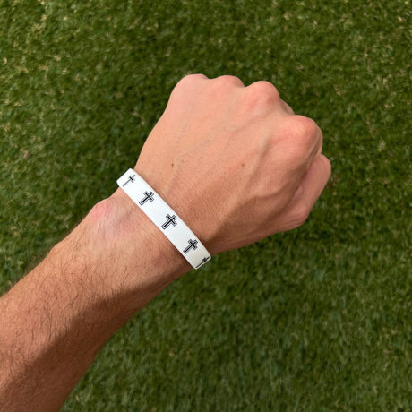 Faith Cross White Wristband - Pro Game Sports