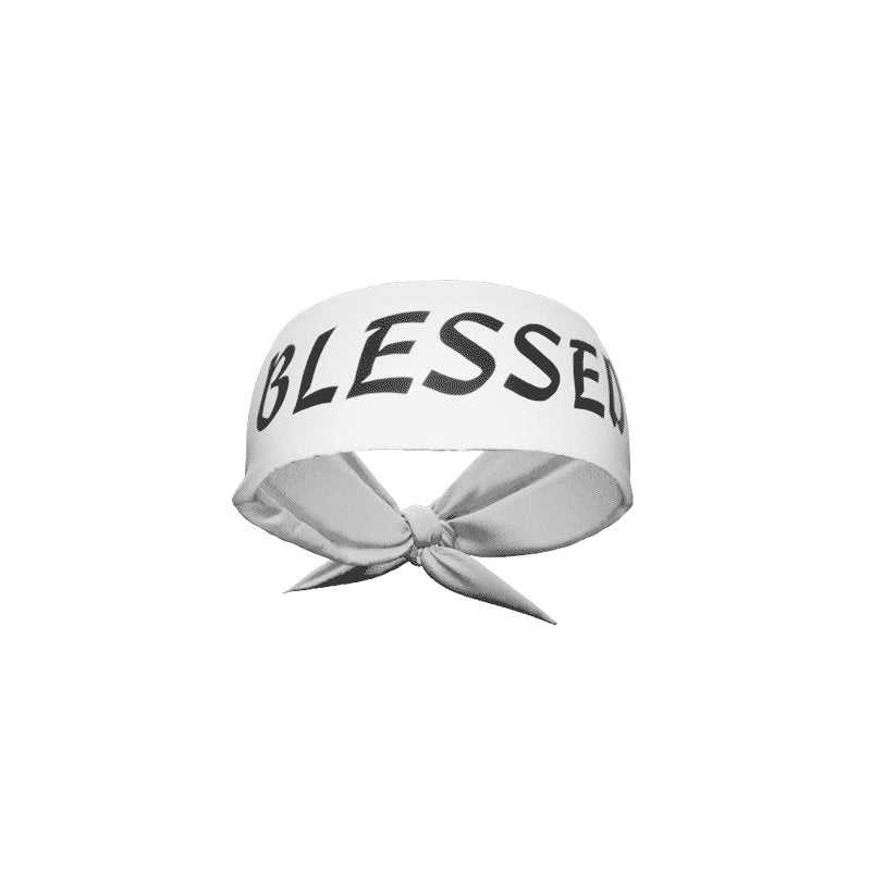 White BLESSED Tie Headband - Pro Game Sports
