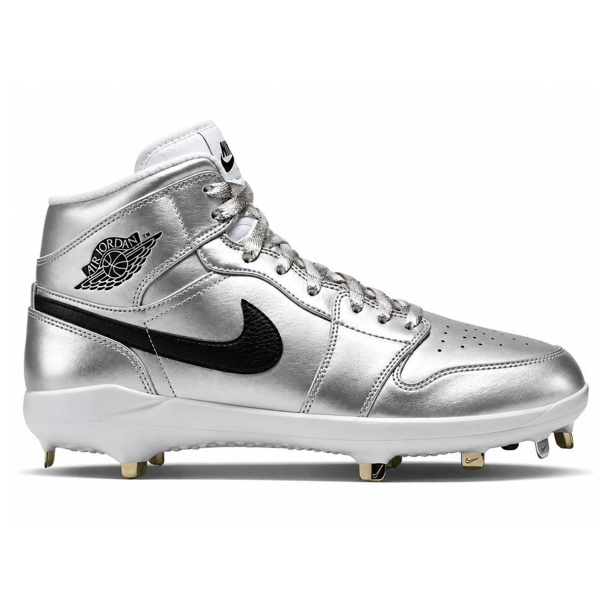"Metallic Silver" Jordan 1 Retro Cleats