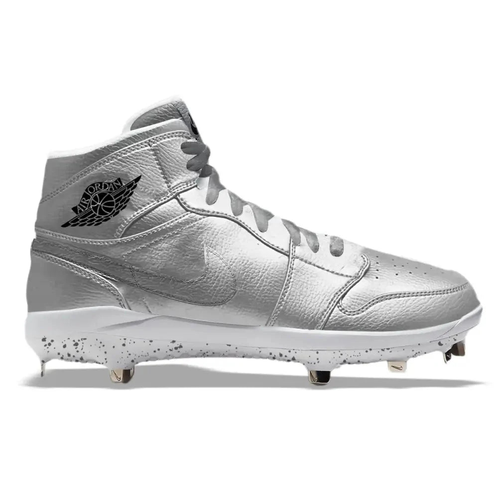 "Metallic Silver" Jordan 1 Retro Cleats