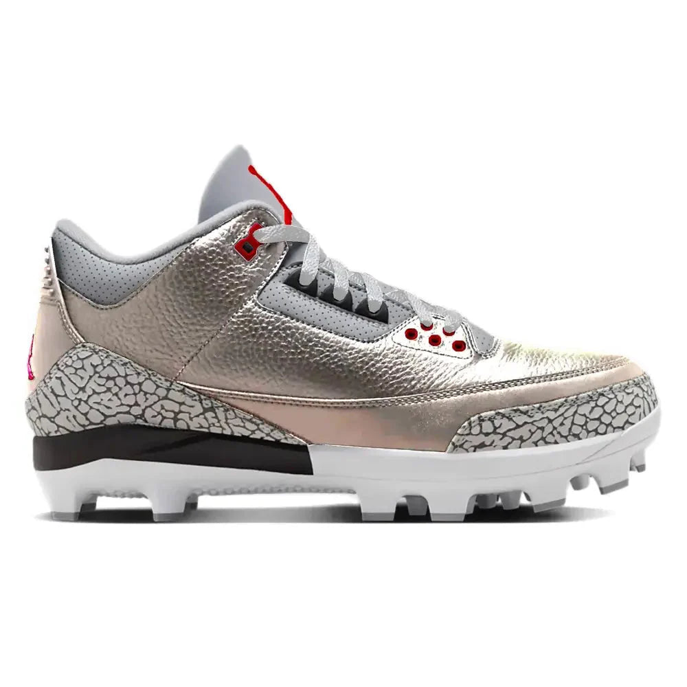 "Metallic Silver" Jordan 3 Retro MCS Cleats