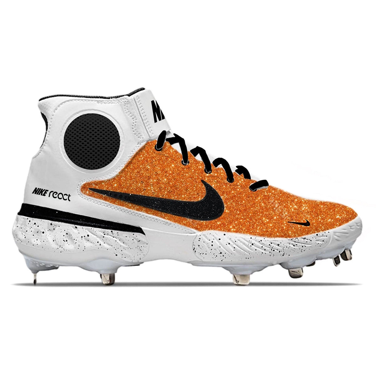 "Orange Glitter" Nike Alpha Huarache Elite 3 Mid Cleats