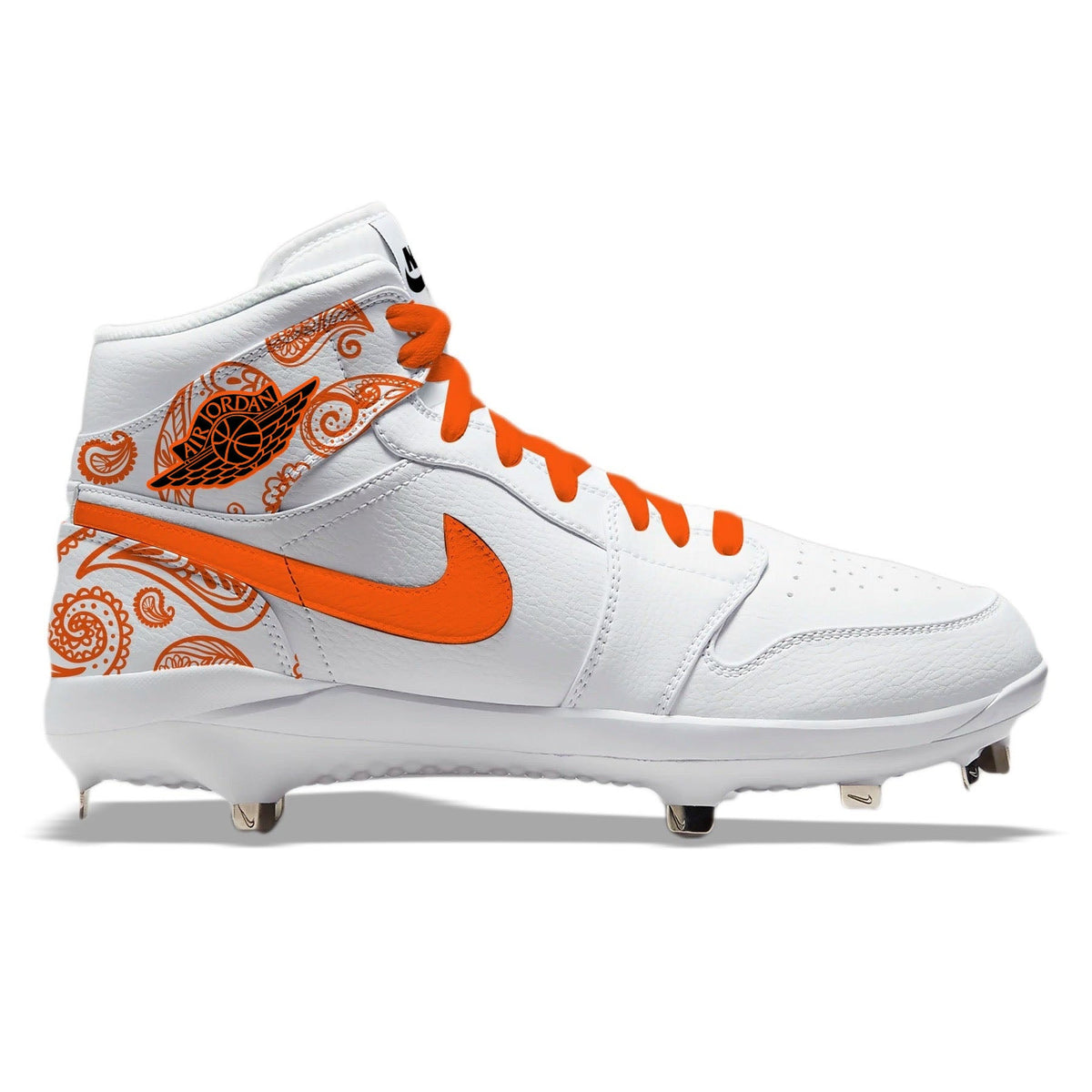 "Orange Paisley" Jordan 1 Retro Cleats
