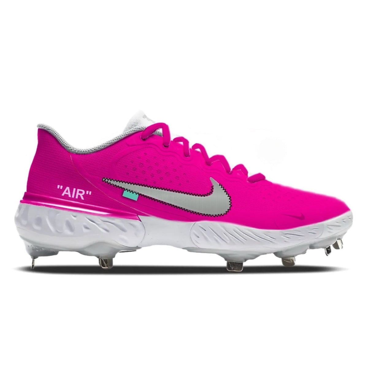 "Pink Force OW" Nike Alpha Huarache Elite 3 Low Cleats