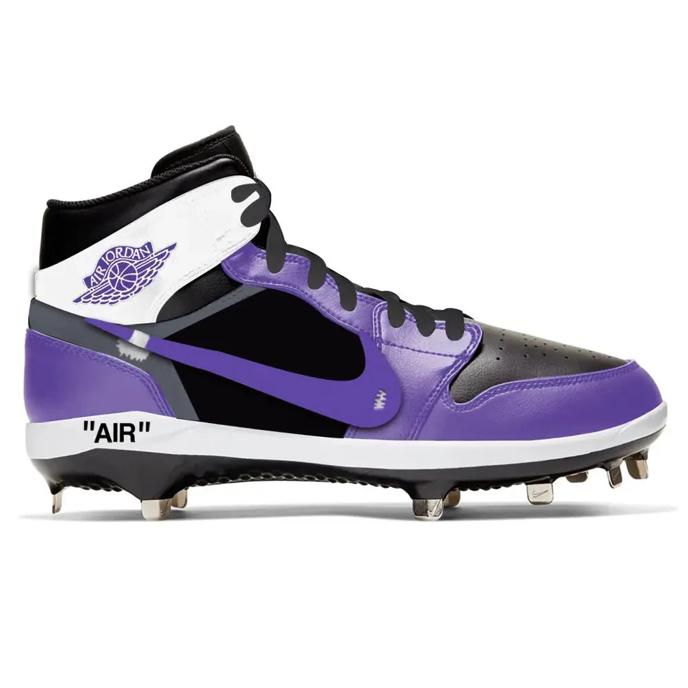 "Purple OW" Jordan 1 Retro Cleats