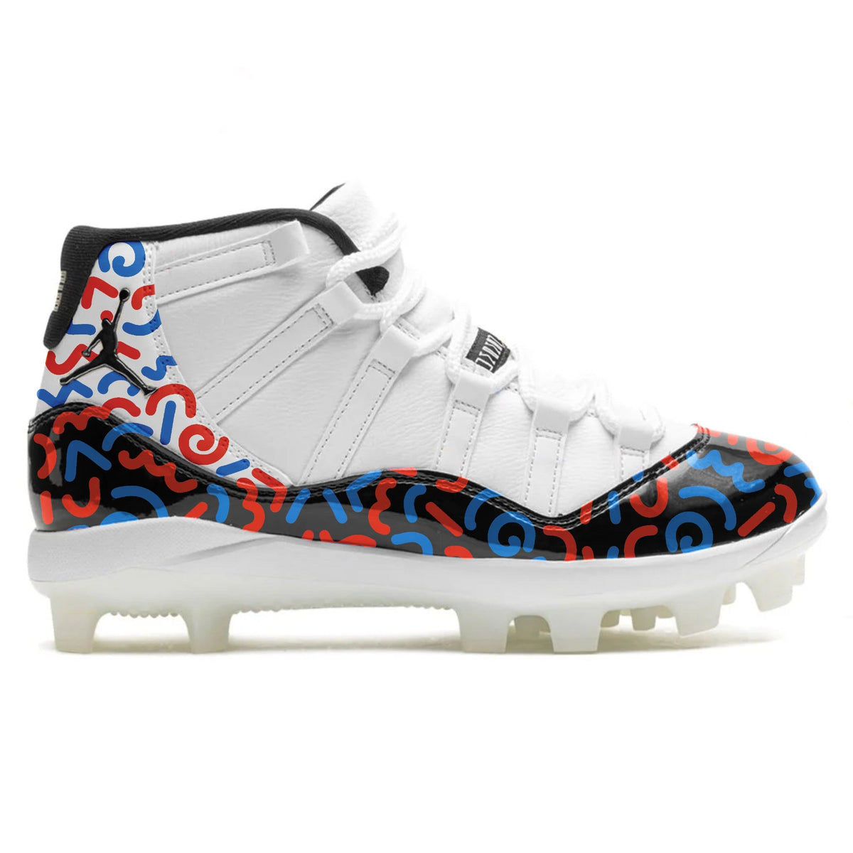 "Red & Blue Doodles" Jordan 11 Retro MCS Cleats