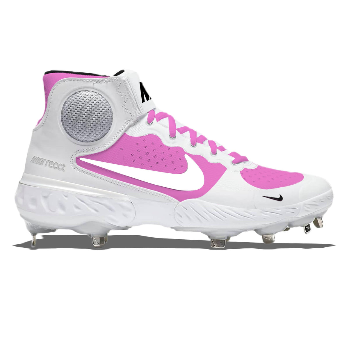 "Retro Pink & White" Nike Alpha Huarache Elite 3 Mid Cleats