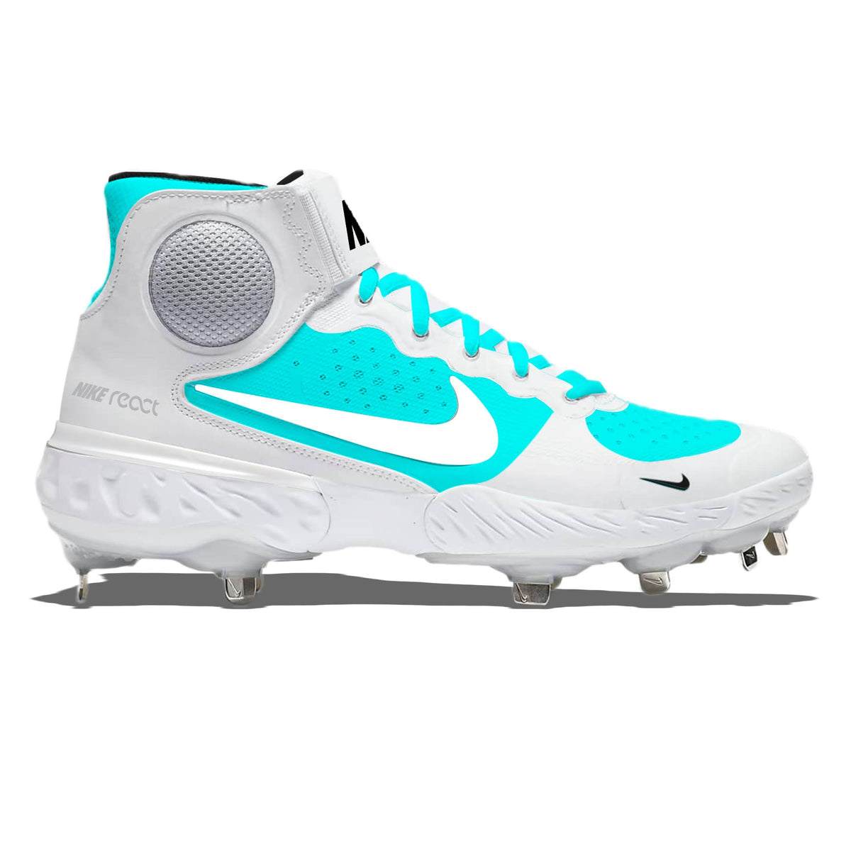 "Retro Teal & White" Nike Alpha Huarache Elite 3 Mid Cleats