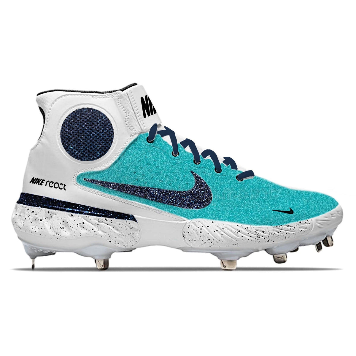 "Seattle Glitter" Nike Alpha Huarache Elite 3 Mid Cleats