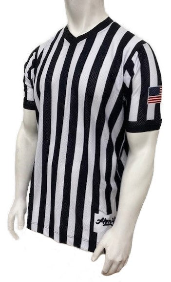 Honig's Pro-Stretch V-Neck Basketball Officials Shirt Sublimated American Flag on Left Sleeve