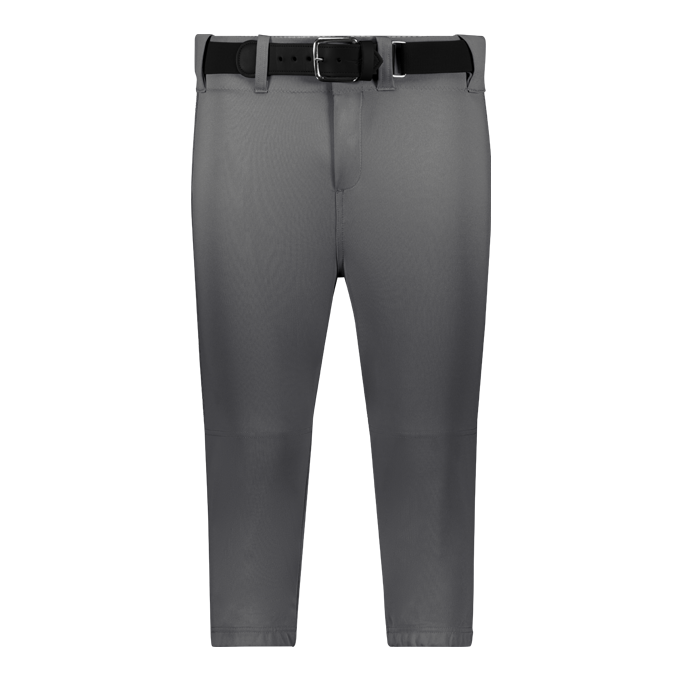 Gray pants with a black belt on a white background