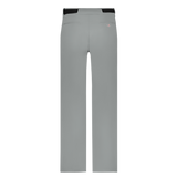 Gray pants with black waistband on a white background