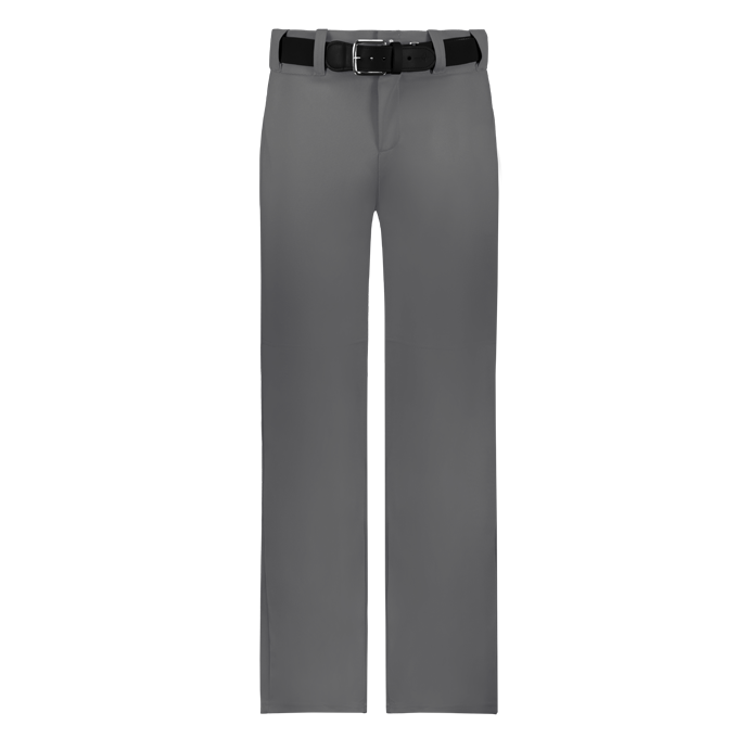 Gray pants with a black belt on a white background