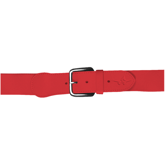 Red belt with a black buckle on a white background