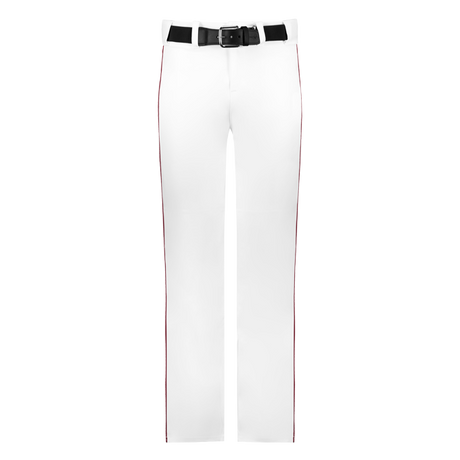 White pants with a black belt on a white background
