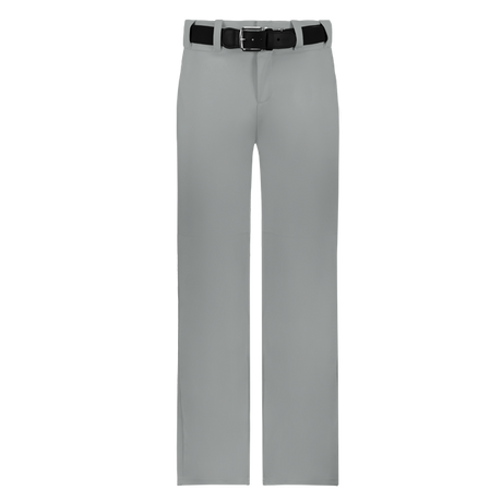 Gray pants with a black belt on a white background