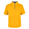 Yellow short-sleeve shirt with a quarter zip on a white background