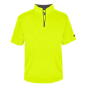 Yellow short-sleeve shirt with a brand logo on a white background