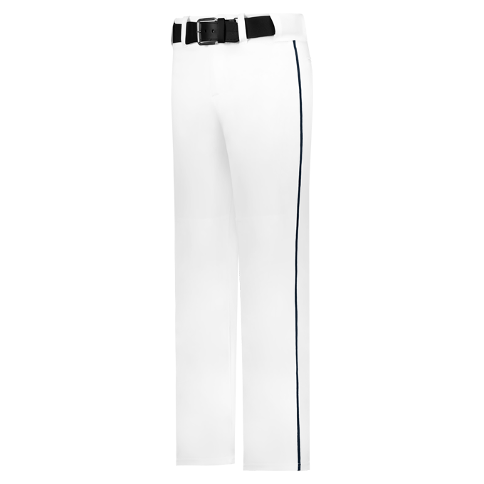 White pants with a black belt on a white background